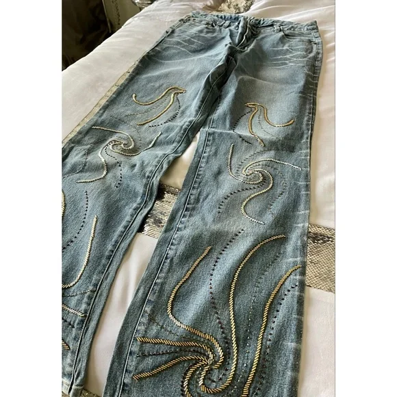 Newport News Jeans Newport News Embellished Beaded Studded